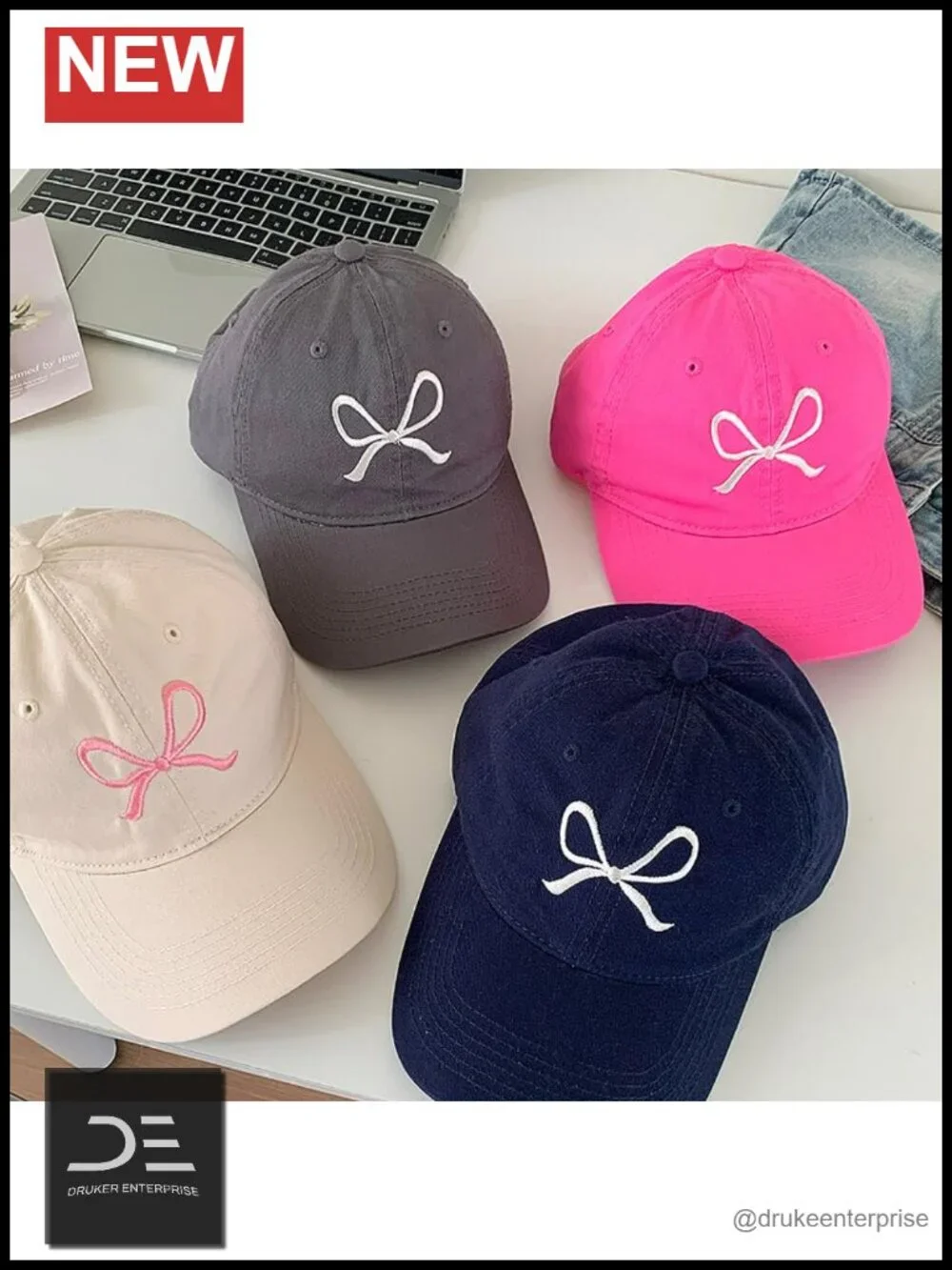 Trendy Bow-Tie Baseball Cap with Adjustable Tether for Outdoor Activities